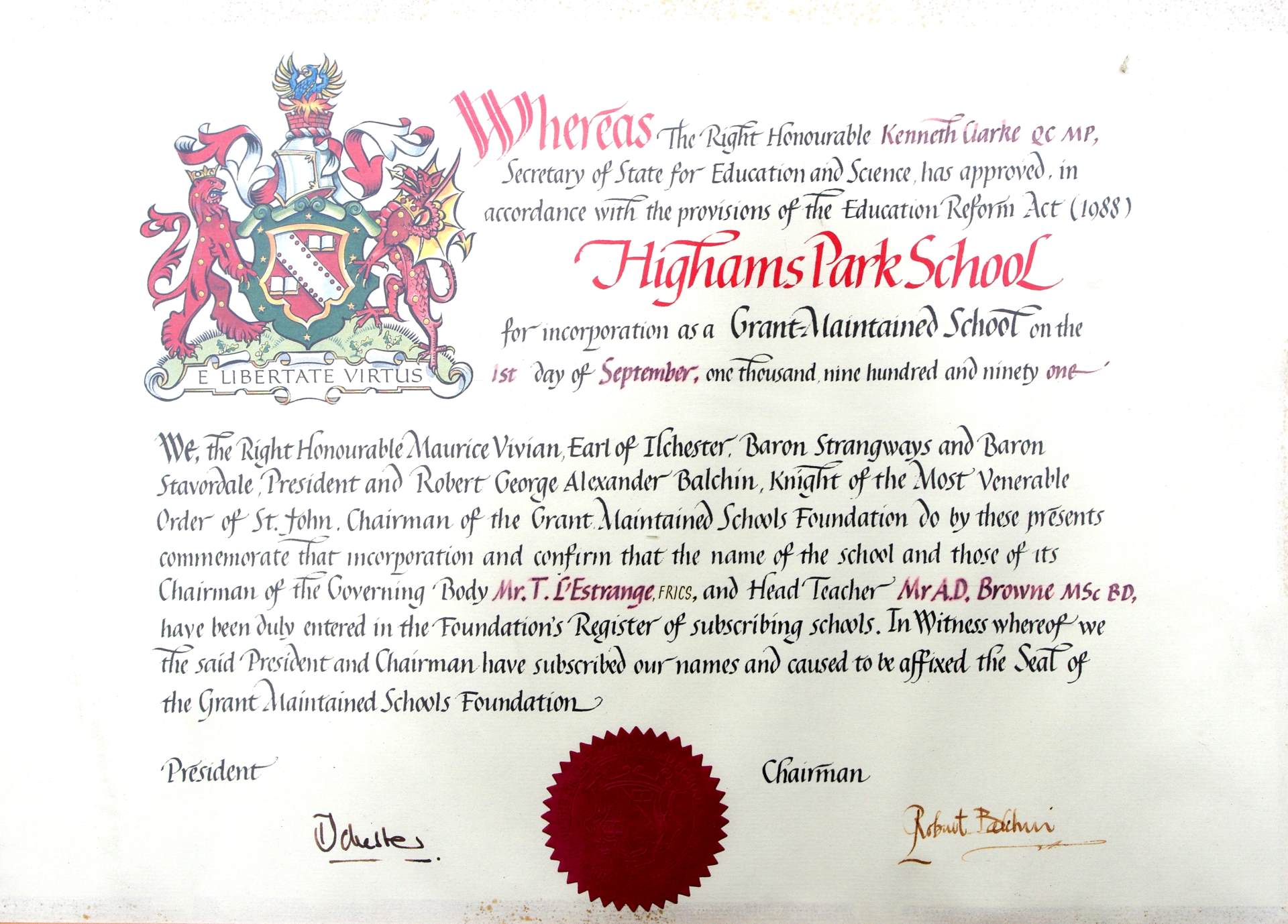 Grant Maintained Certificate Grant Maintained Certificate